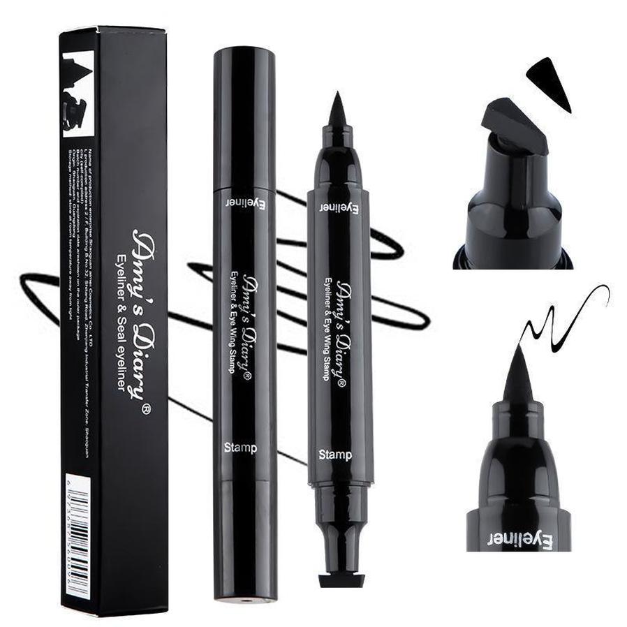 HKM-258707 Dual-Ended Liquid Eyeliner - Quick-Drying, Waterproof, Smudge-Proof in Black