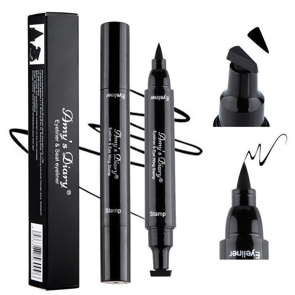HKM-258707 Dual-Ended Liquid Eyeliner - Quick-Drying, Waterproof, Smudge-Proof in Black