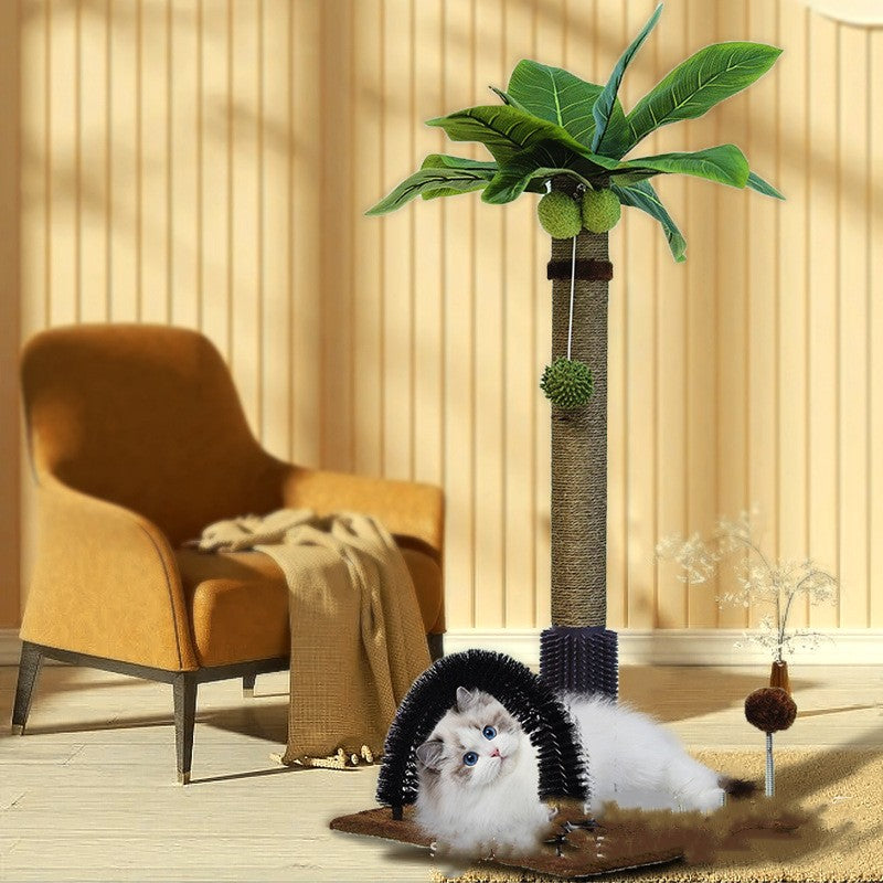 HKM-2587197 Cat Climbing Frame with Sisal Scratching Post and Massage Feature - Green Grass, 75cm High