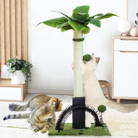 HKM-2587197 Cat Climbing Frame with Sisal Scratching Post and Massage Feature - Green Grass, 75cm High