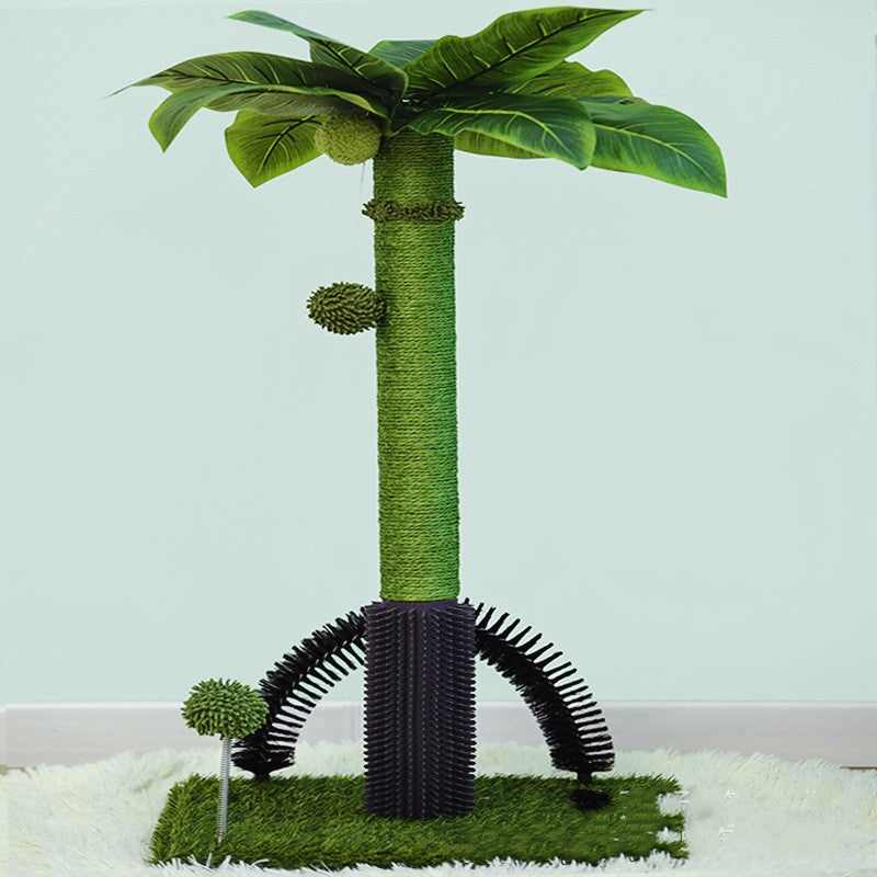 HKM-2587197 Cat Climbing Frame with Sisal Scratching Post and Massage Feature - Green Grass, 75cm High