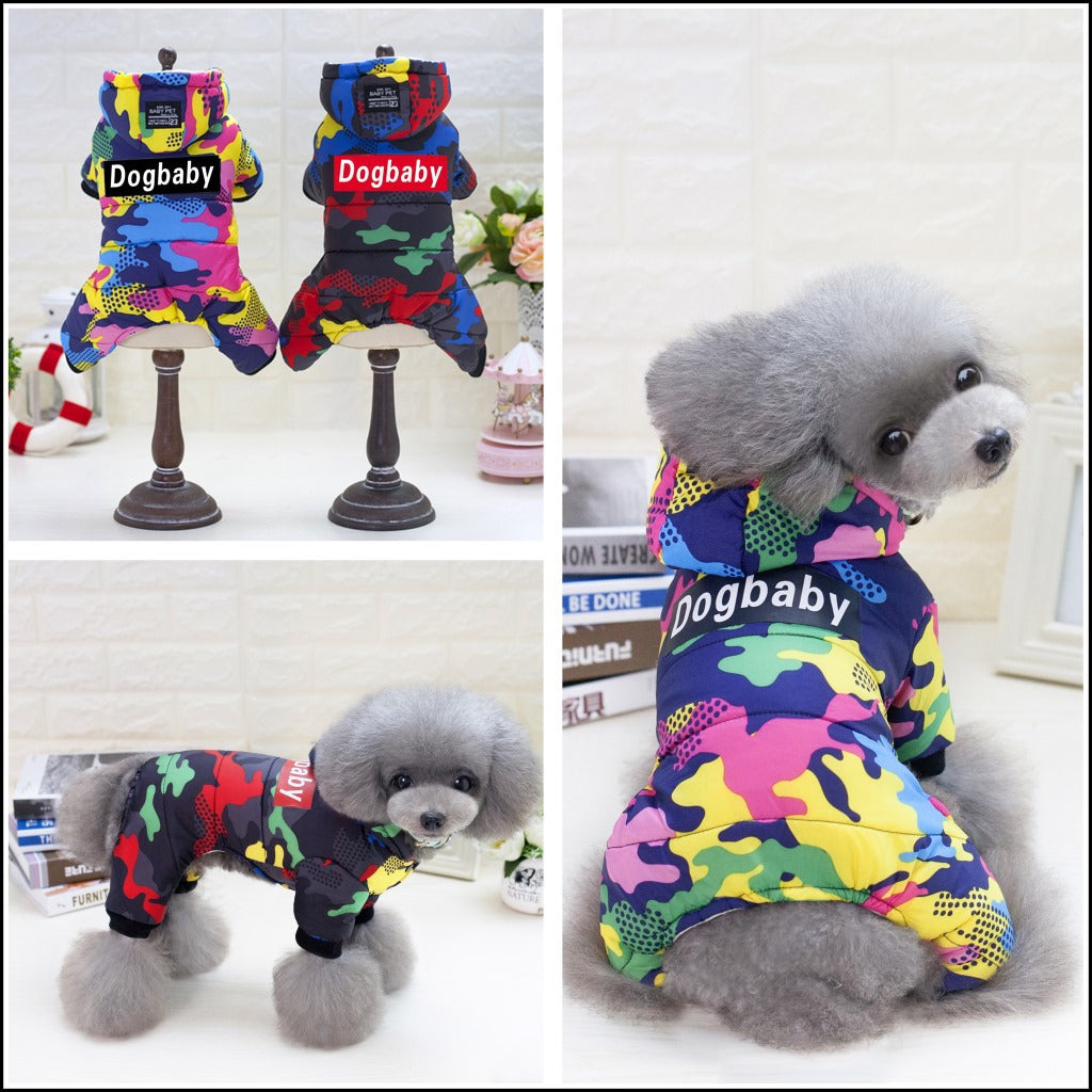 HKM-2588349 Autumn Winter Camouflage Four-Legged Pet Outfit in Cotton