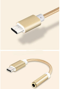 HKM-259027 Type-C to 3.5mm Headphone Jack Adapter Cable - Durable Nylon Braided, Compatible with Various Devices