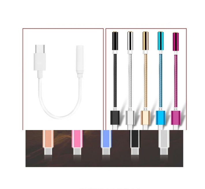 HKM-259027 Type-C to 3.5mm Headphone Jack Adapter Cable - Durable Nylon Braided, Compatible with Various Devices