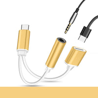 HKM-259027 Type-C to 3.5mm Headphone Jack Adapter Cable - Durable Nylon Braided, Compatible with Various Devices