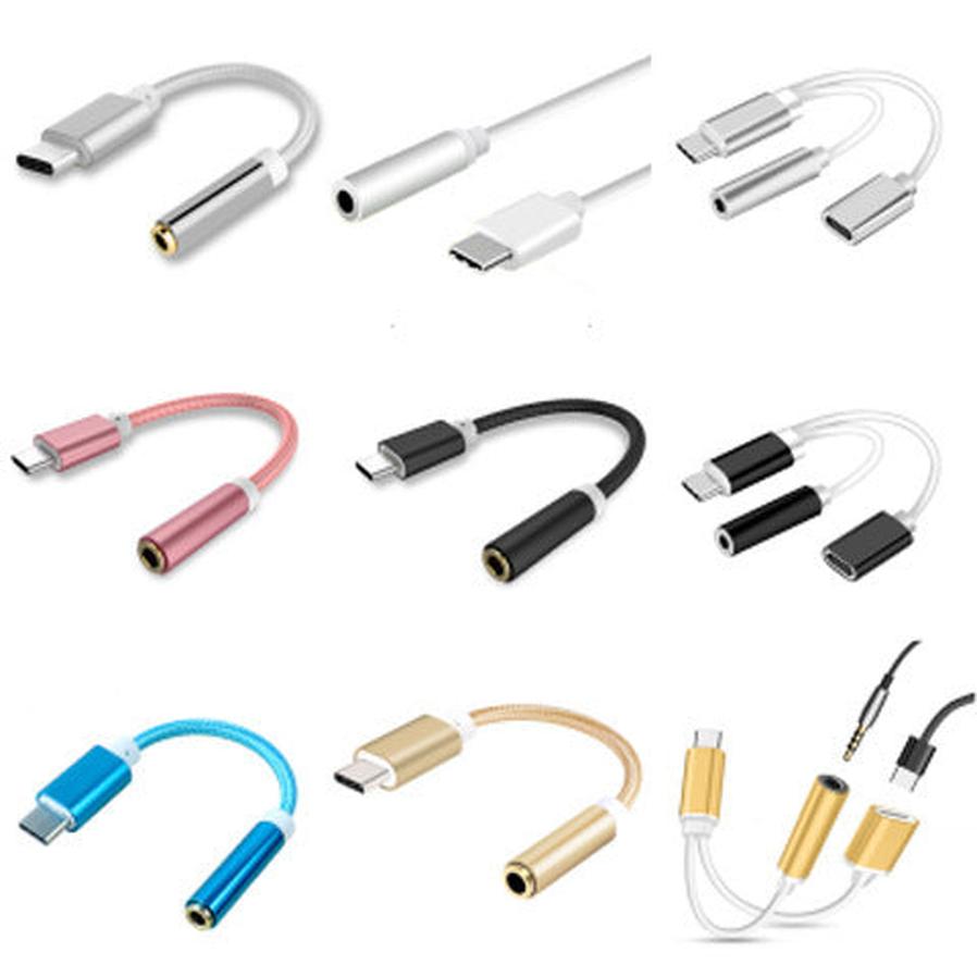 HKM-259027 Type-C to 3.5mm Headphone Jack Adapter Cable - Durable Nylon Braided, Compatible with Various Devices