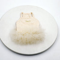 HKM-2590525 Elegant Apricot Pearl Pet Dress for Spring and Summer - Multiple Sizes Available