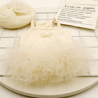 HKM-2590525 Elegant Apricot Pearl Pet Dress for Spring and Summer - Multiple Sizes Available