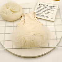 HKM-2590525 Elegant Apricot Pearl Pet Dress for Spring and Summer - Multiple Sizes Available