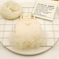 HKM-2590525 Elegant Apricot Pearl Pet Dress for Spring and Summer - Multiple Sizes Available