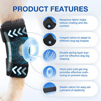 HKM-2591293 Dog Rear Leg Support Strap - Neoprene & Velcro Protective Gear Set (Black)