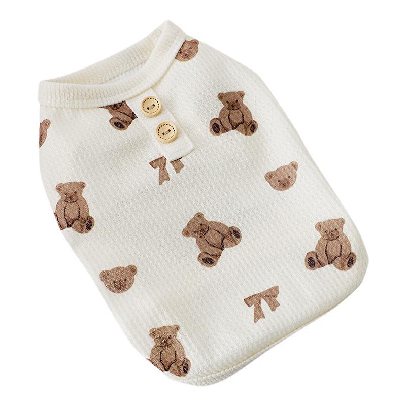 HKM-2594237 Casual Beige Short Sleeve Waffle Dog Shirt for Small Breeds