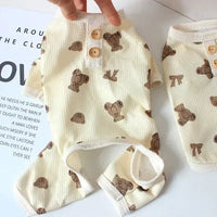HKM-2594237 Casual Beige Short Sleeve Waffle Dog Shirt for Small Breeds