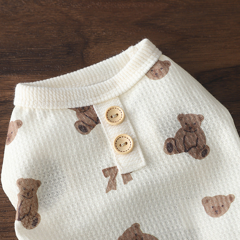 HKM-2594237 Casual Beige Short Sleeve Waffle Dog Shirt for Small Breeds