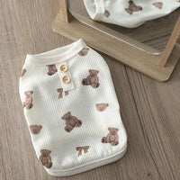 HKM-2594237 Casual Beige Short Sleeve Waffle Dog Shirt for Small Breeds