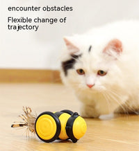 HKM-2594493 Interactive Electric Cat Toy - Yellow & Pink Little Bee Design, Durable Plastic