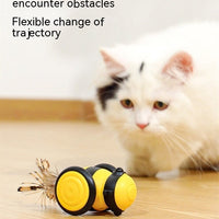 HKM-2594493 Interactive Electric Cat Toy - Yellow & Pink Little Bee Design, Durable Plastic