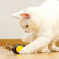 HKM-2594493 Interactive Electric Cat Toy - Yellow & Pink Little Bee Design, Durable Plastic