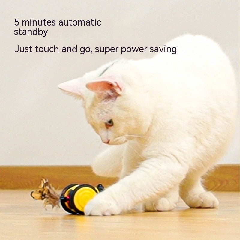 HKM-2594493 Interactive Electric Cat Toy - Yellow & Pink Little Bee Design, Durable Plastic