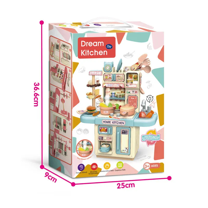 HKM-259475 Electric Kitchen Play Set for Kids Ages 5-7 - Pretend Cooking Toy with Accessories