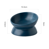 HKM-2595645 Ceramic Pet Bowl with High Foot and Oblique Mouth Design in Multiple Solid Colors