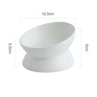 HKM-2595645 Ceramic Pet Bowl with High Foot and Oblique Mouth Design in Multiple Solid Colors