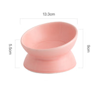 HKM-2595645 Ceramic Pet Bowl with High Foot and Oblique Mouth Design in Multiple Solid Colors