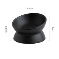 HKM-2595645 Ceramic Pet Bowl with High Foot and Oblique Mouth Design in Multiple Solid Colors