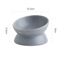 HKM-2595645 Ceramic Pet Bowl with High Foot and Oblique Mouth Design in Multiple Solid Colors