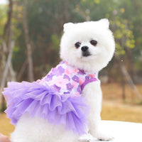 HKM-2597821 Pet Dog Cotton Skirt in Pink, Purple, and White Peach Blossom Designs