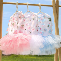 HKM-2597821 Pet Dog Cotton Skirt in Pink, Purple, and White Peach Blossom Designs