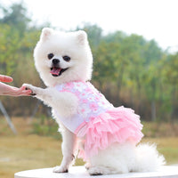 HKM-2597821 Pet Dog Cotton Skirt in Pink, Purple, and White Peach Blossom Designs