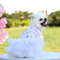 HKM-2597821 Pet Dog Cotton Skirt in Pink, Purple, and White Peach Blossom Designs