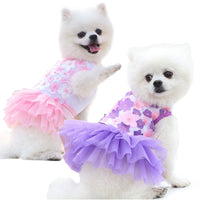 HKM-2597821 Pet Dog Cotton Skirt in Pink, Purple, and White Peach Blossom Designs