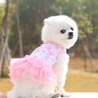 HKM-2597821 Pet Dog Cotton Skirt in Pink, Purple, and White Peach Blossom Designs