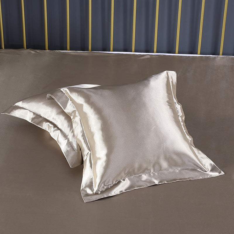 HKM-259859 Luxury Imitation Silk Square Pillowcase – Soft Polyester Blend with Reactive Dyeing