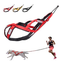 HKM-2598717 Crimson & Black Large Dog Vest with Towing Rope for Sledding, Sizes M to 3XL