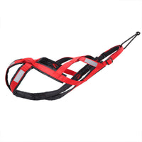 HKM-2598717 Crimson & Black Large Dog Vest with Towing Rope for Sledding, Sizes M to 3XL