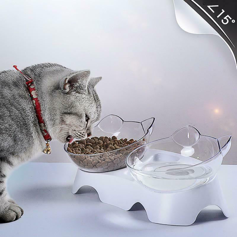 HKM-2599613 Elevated Non-Toxic Cat Feeding Bowl with Tilted Design and Non-Slip Base