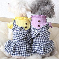HKM-2599997 Plaid Skirt for Pets in Purple and Yellow - Polyester Material, Sizes XS to XL