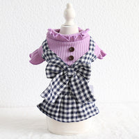 HKM-2599997 Plaid Skirt for Pets in Purple and Yellow - Polyester Material, Sizes XS to XL