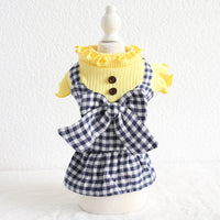 HKM-2599997 Plaid Skirt for Pets in Purple and Yellow - Polyester Material, Sizes XS to XL