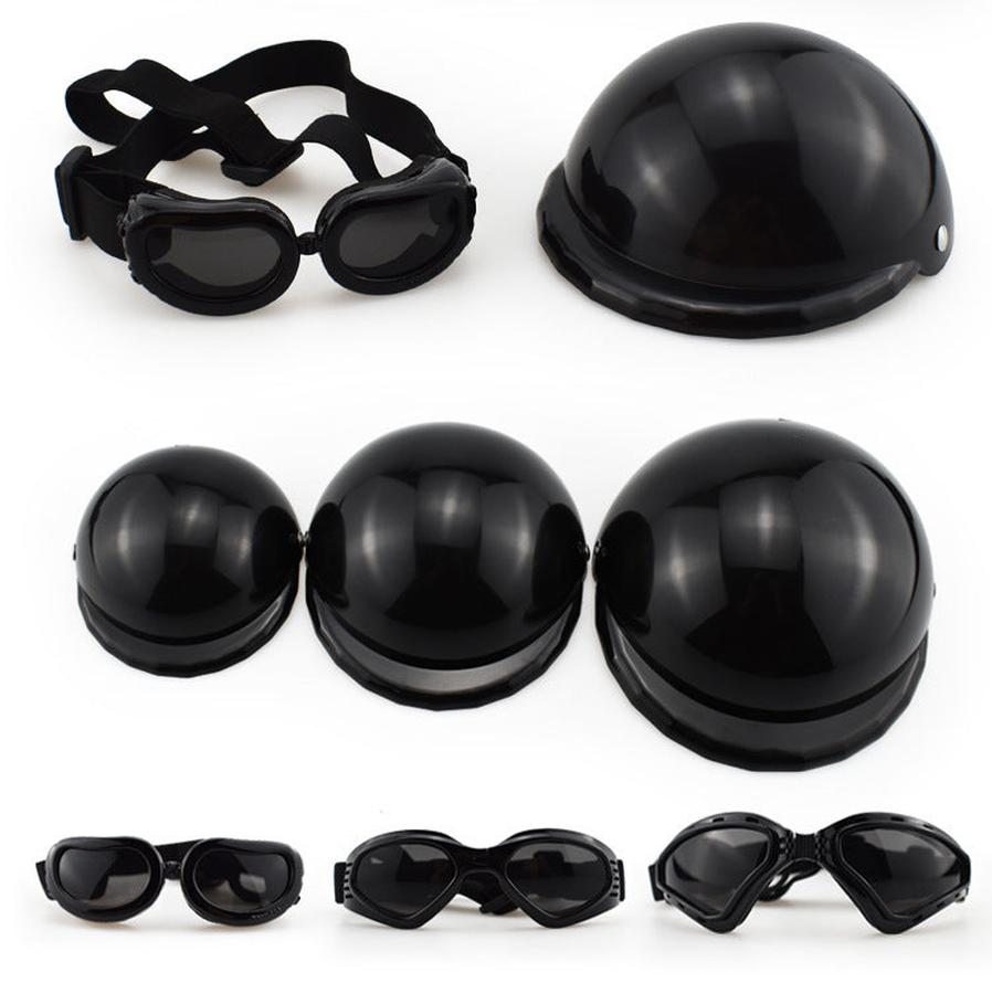 HKM-260179 Pet Safety Helmet with Sunglasses for Dogs and Cats - Monochrome Casual Headwear in Various Sizes