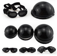 HKM-260179 Pet Safety Helmet with Sunglasses for Dogs and Cats - Monochrome Casual Headwear in Various Sizes