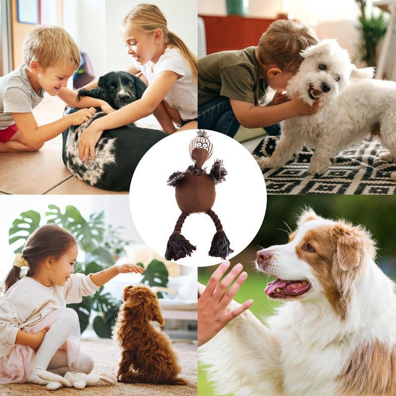 HKM-2602685 Squeaky Plush Dog Toy for Aggressive Chewers - Cartoon Bird Design, Corduroy Material