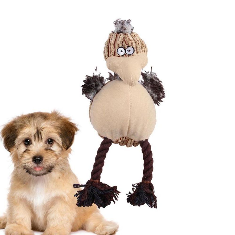 HKM-2602685 Squeaky Plush Dog Toy for Aggressive Chewers - Cartoon Bird Design, Corduroy Material