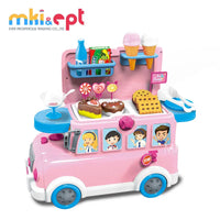 HKM-260307 Kids Electric Car Toy Bus with Multifunction Pretend Food Play Set for Ages 5-13