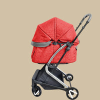 HKM-260307 Lightweight Aluminium 4-Wheel Pet Stroller with One-Click Fold, Comfortable Mesh Ventilation for Small Dogs and Cats