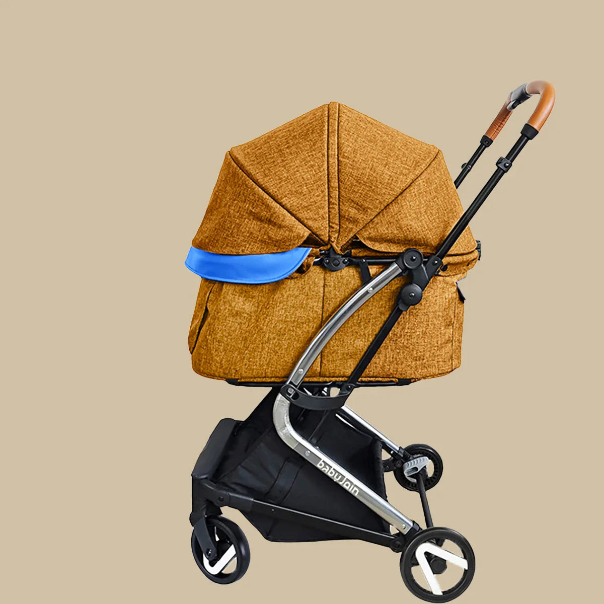HKM-260307 Lightweight Aluminium 4-Wheel Pet Stroller with One-Click Fold, Comfortable Mesh Ventilation for Small Dogs and Cats