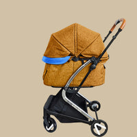 HKM-260307 Lightweight Aluminium 4-Wheel Pet Stroller with One-Click Fold, Comfortable Mesh Ventilation for Small Dogs and Cats